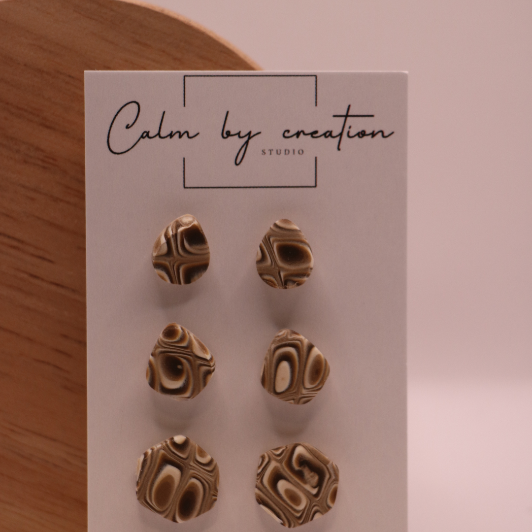 MAGICAL MOSAIC | Brown, hazelnut and cream tones Earrings