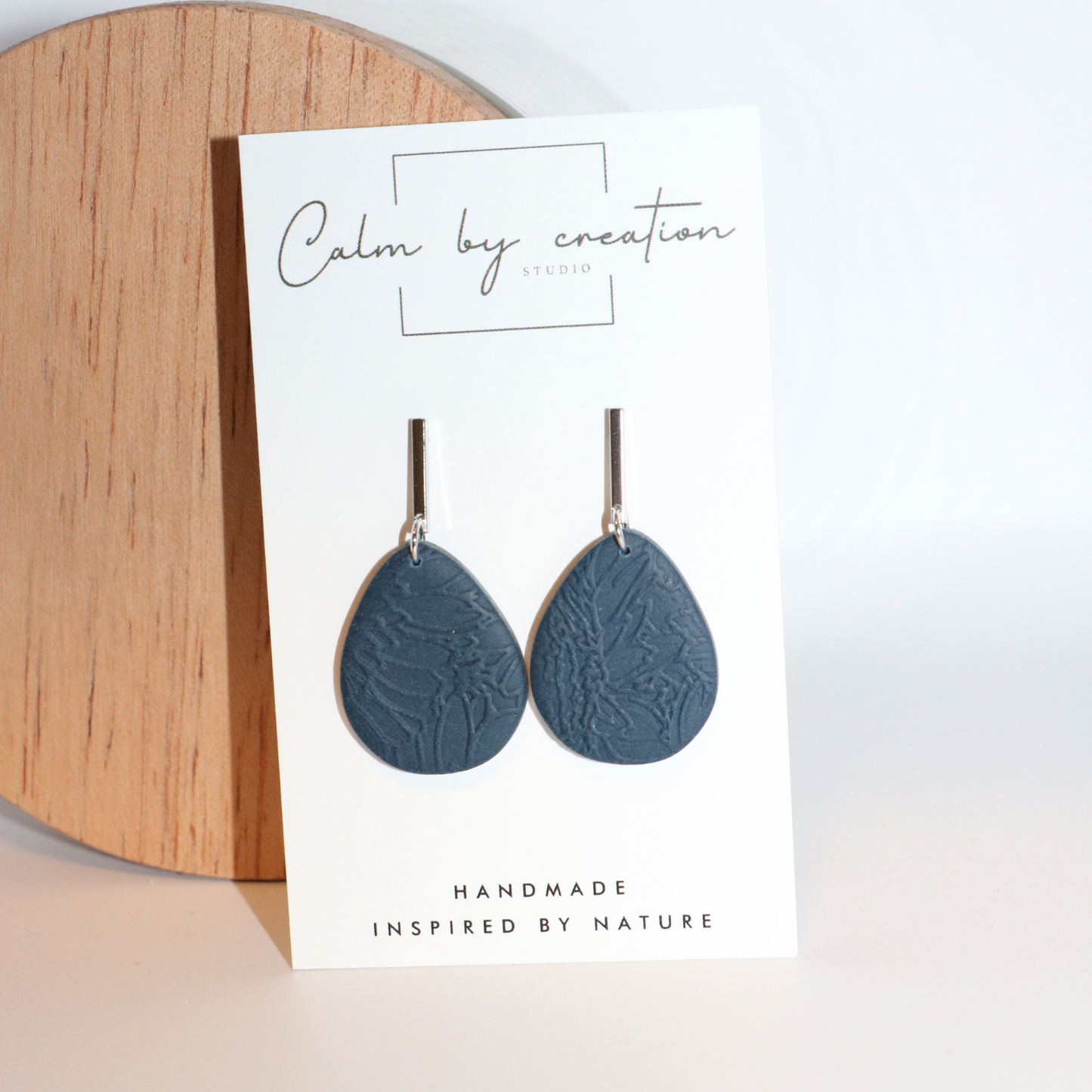 RADIANCE | Handmade Navy and Gold or Silver Rectangle Stud with Teardrop Earrings