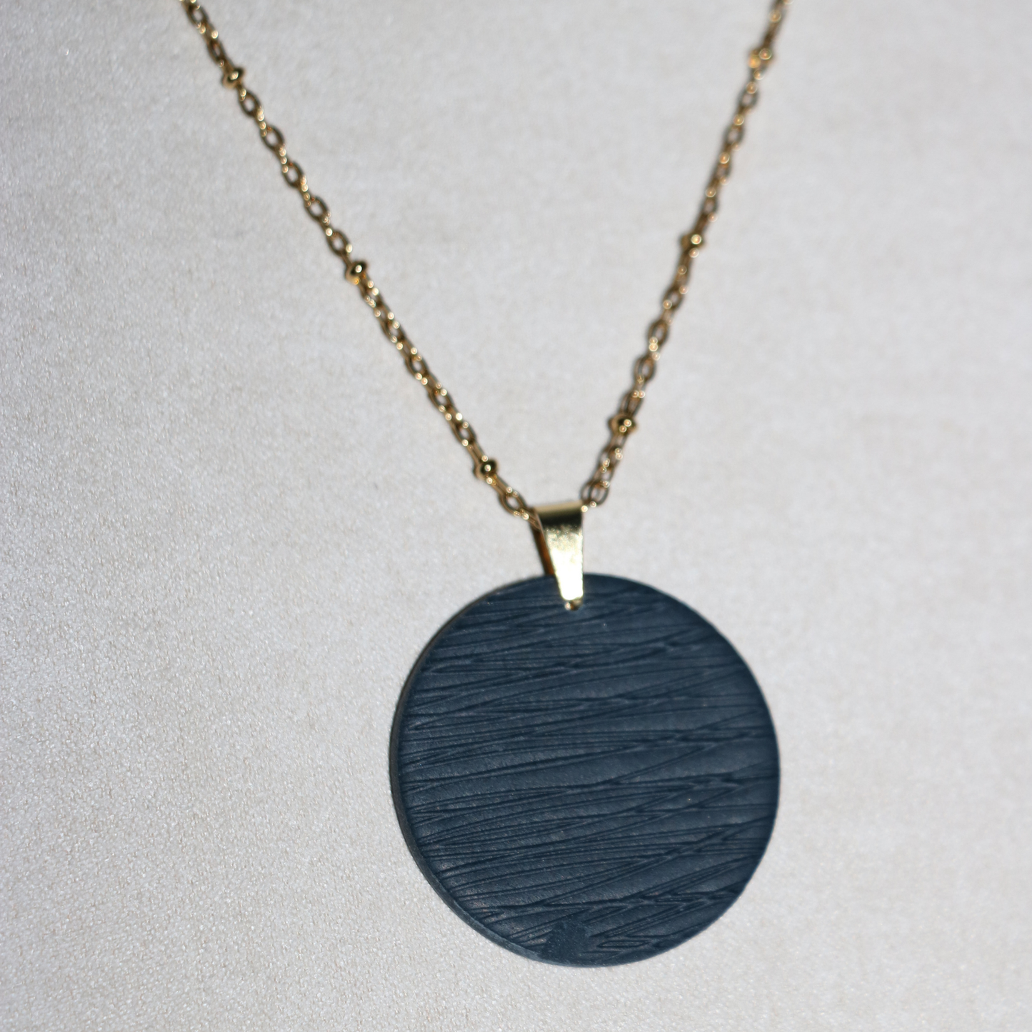 NECKLACES | Gold Chain with Navy Feature bead with GRASSLANDS print