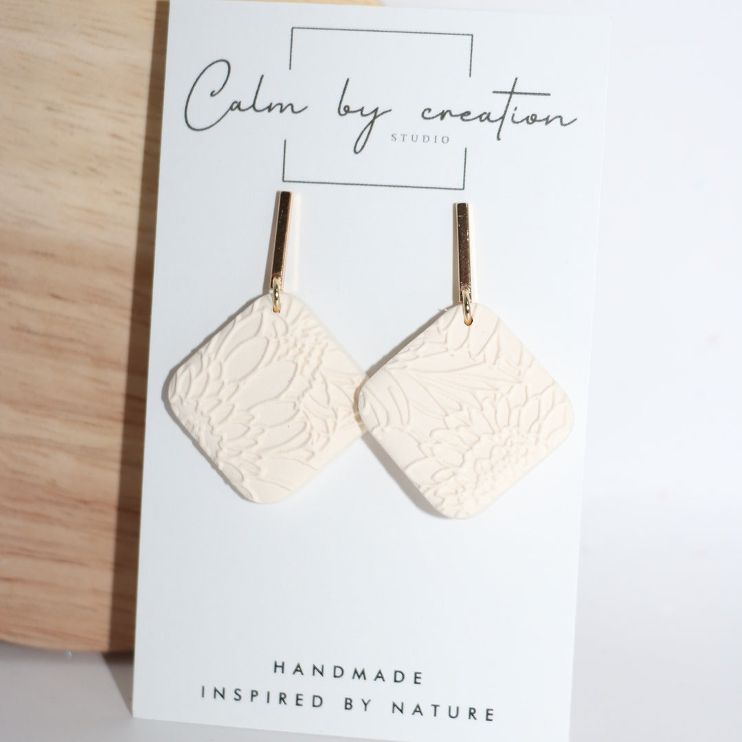 RADIANCE CREAM | Square Dangle Earrings - Multiple Styles