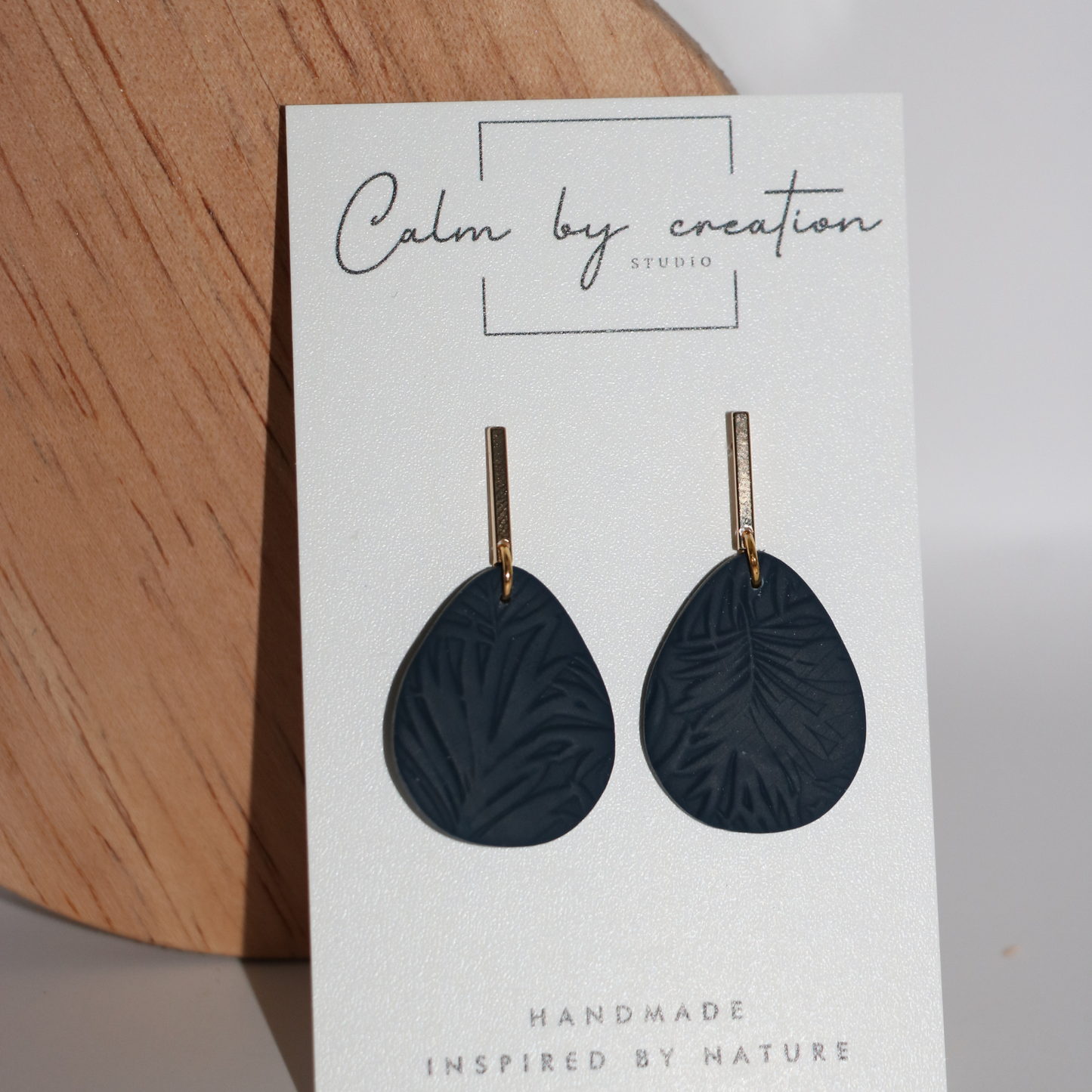 ISLAND | Handmade Navy and Gold or Silver Rectangle Stud with Teardrop Earrings