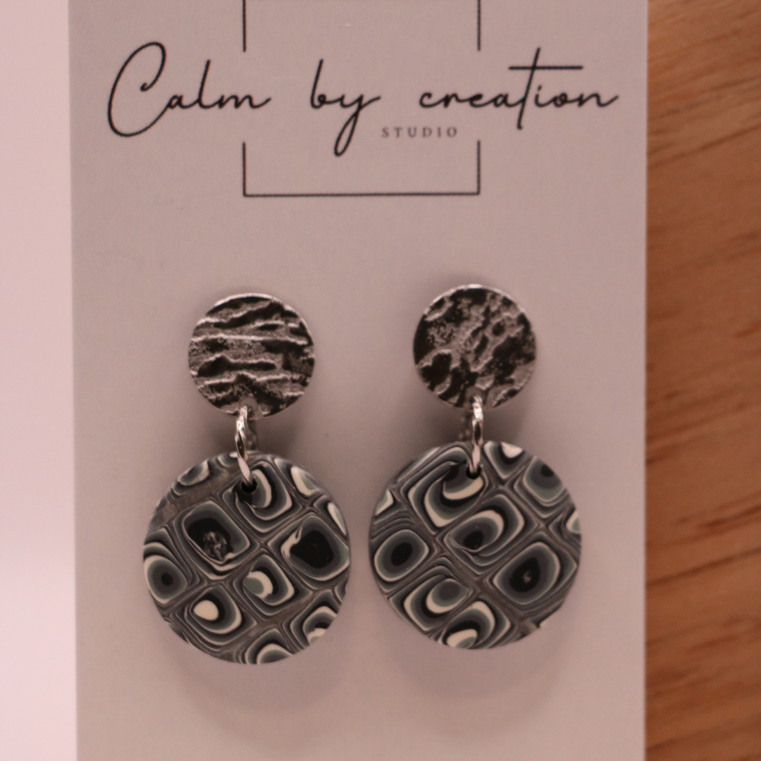 MAGICAL MOSAIC | Grey, cream and pale green tones Earrings