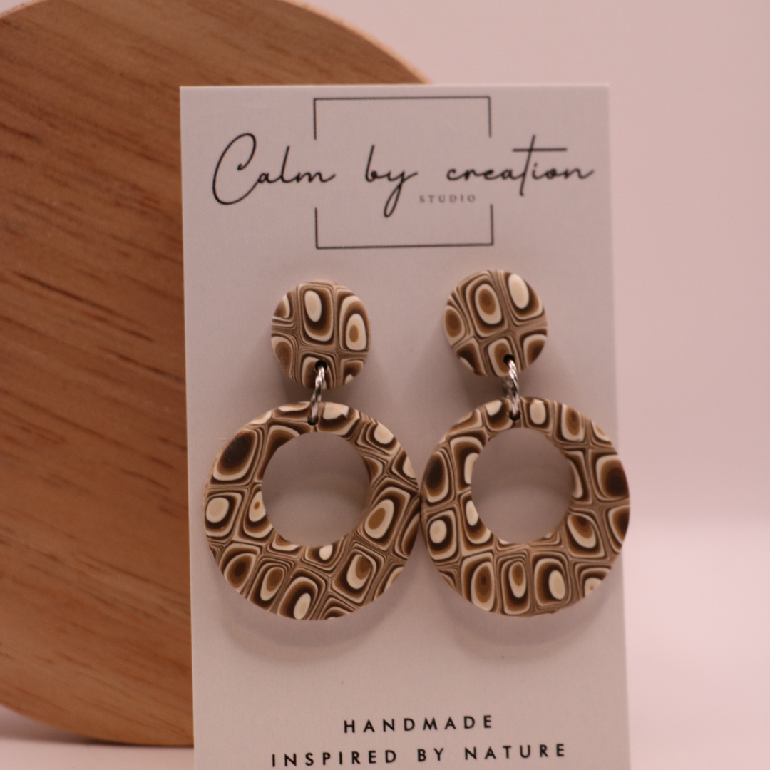 MAGICAL MOSAIC | Brown, hazelnut and cream tones Earrings