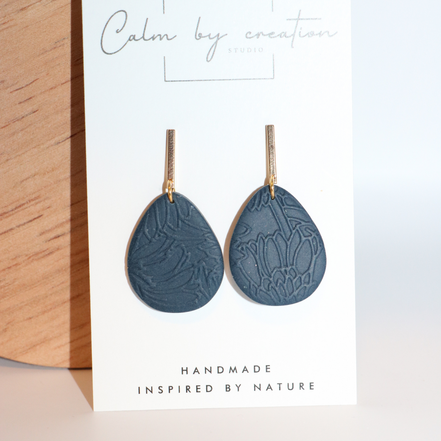 RADIANCE | Handmade Navy and Gold or Silver Rectangle Stud with Teardrop Earrings