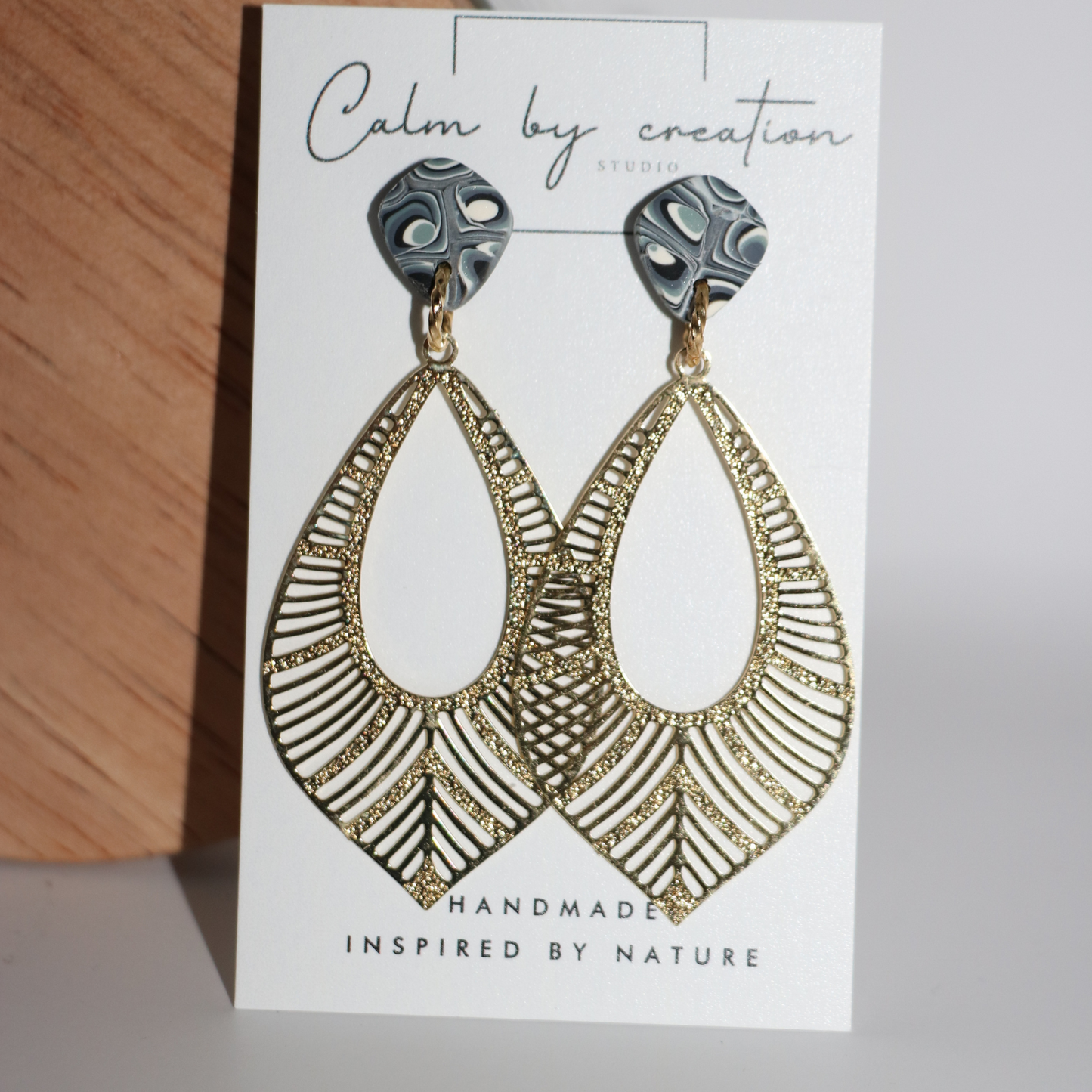 MAGICAL MOSAIC | Grey, cream and pale green tones Earrings