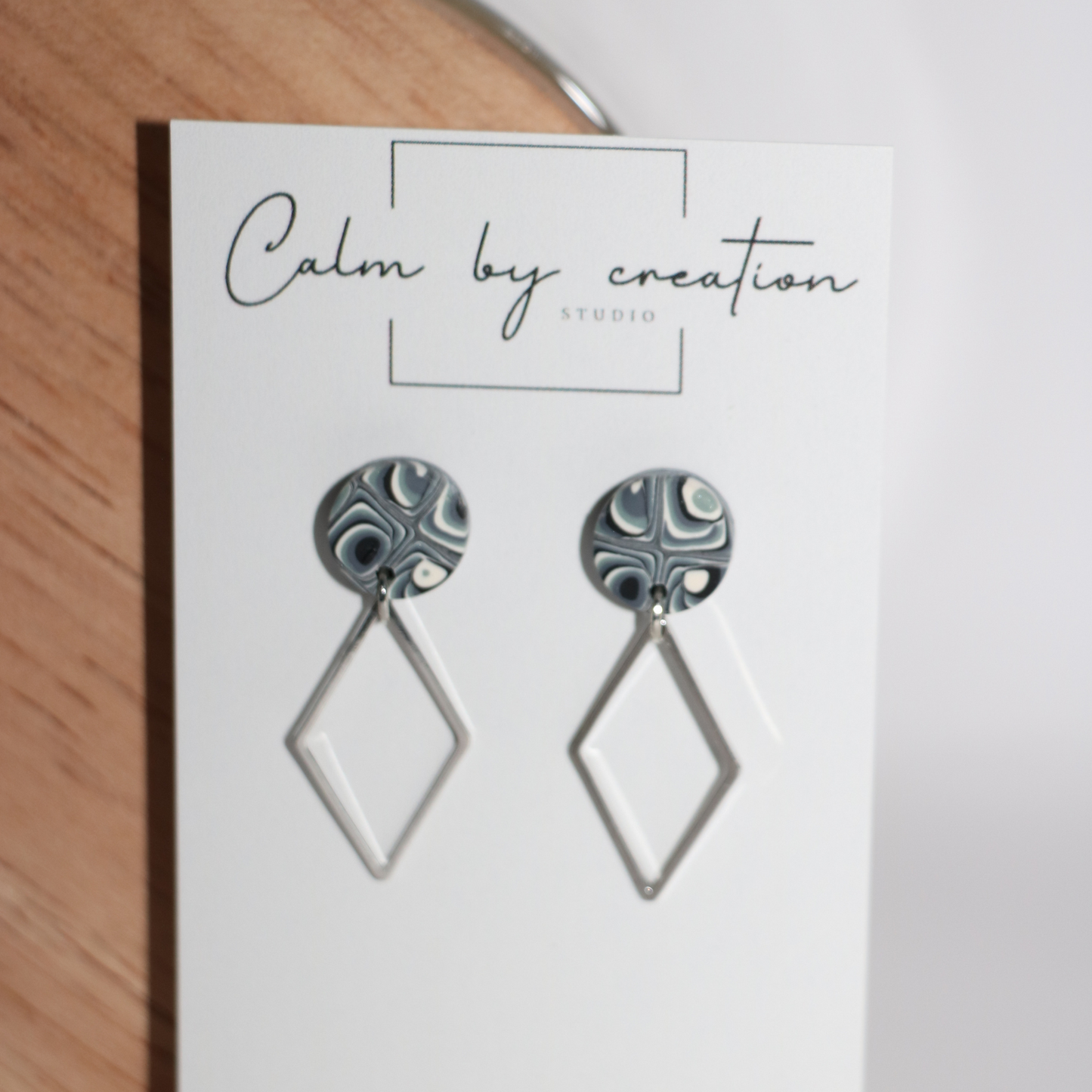 MAGICAL MOSAIC | Grey, cream and pale green tones Earrings