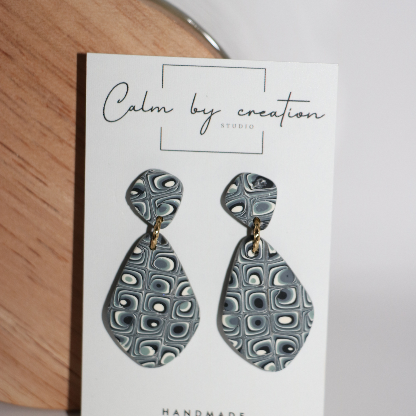 MAGICAL MOSAIC | Grey, cream and pale green tones Earrings
