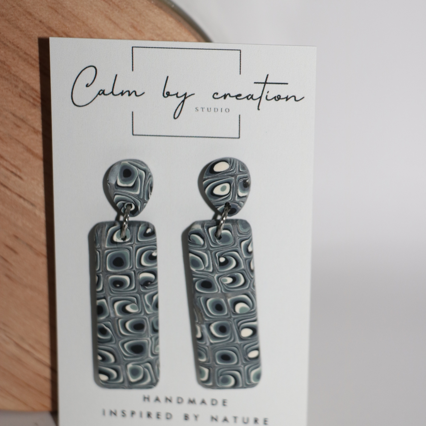 MAGICAL MOSAIC | Grey, cream and pale green tones Earrings