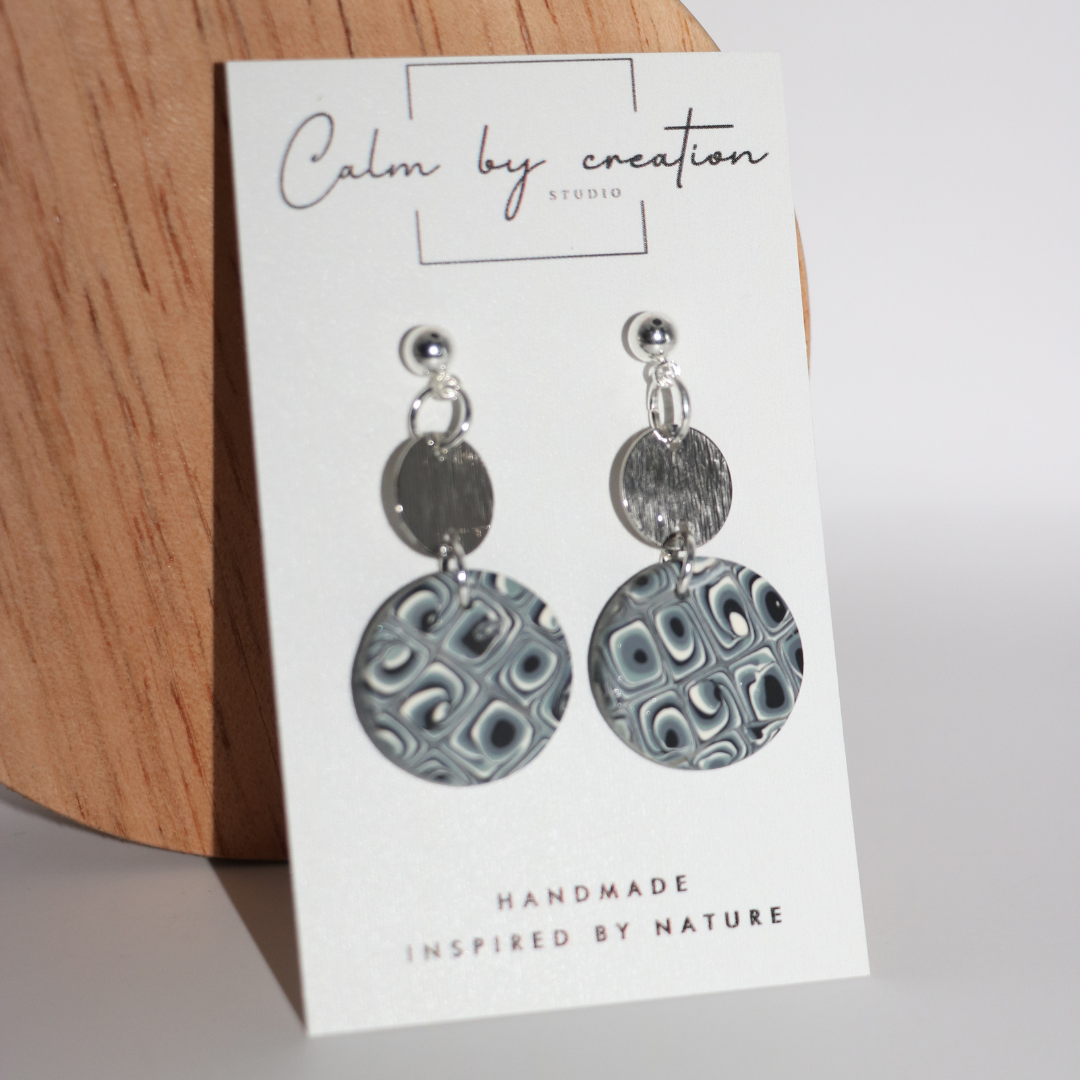 MAGICAL MOSAIC | Grey, cream and pale green tones Earrings