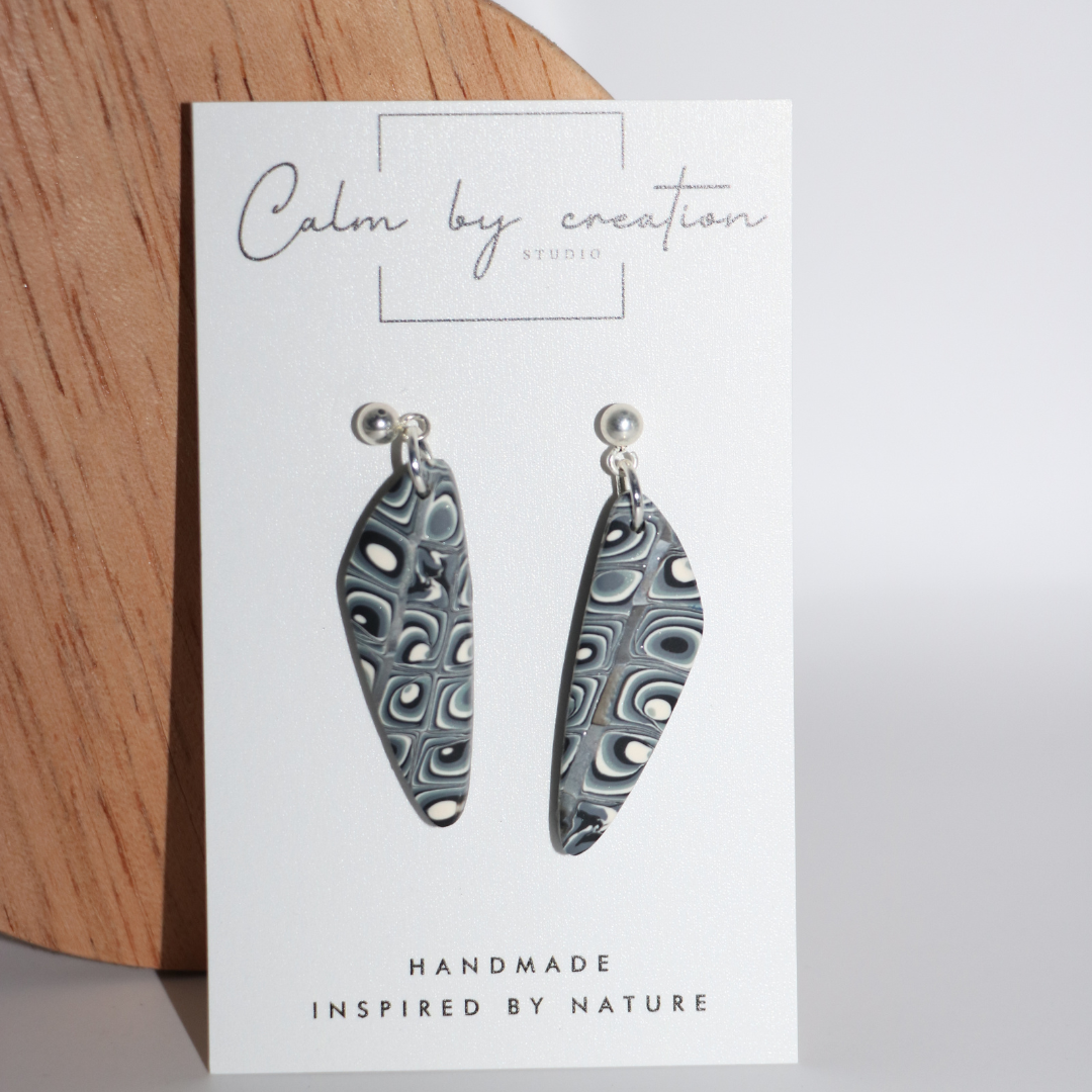 MAGICAL MOSAIC | Grey, cream and pale green tones Earrings