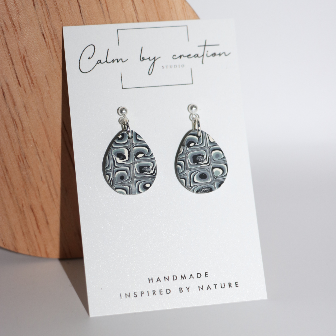 MAGICAL MOSAIC | Grey, cream and pale green tones Earrings