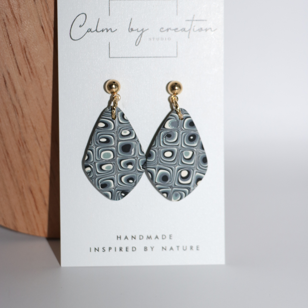 MAGICAL MOSAIC | Grey, cream and pale green tones Earrings