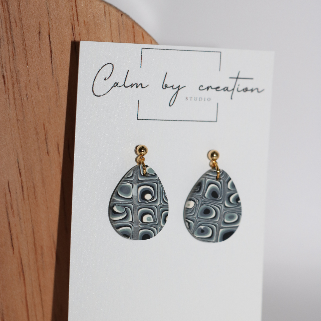 MAGICAL MOSAIC | Grey, cream and pale green tones Earrings