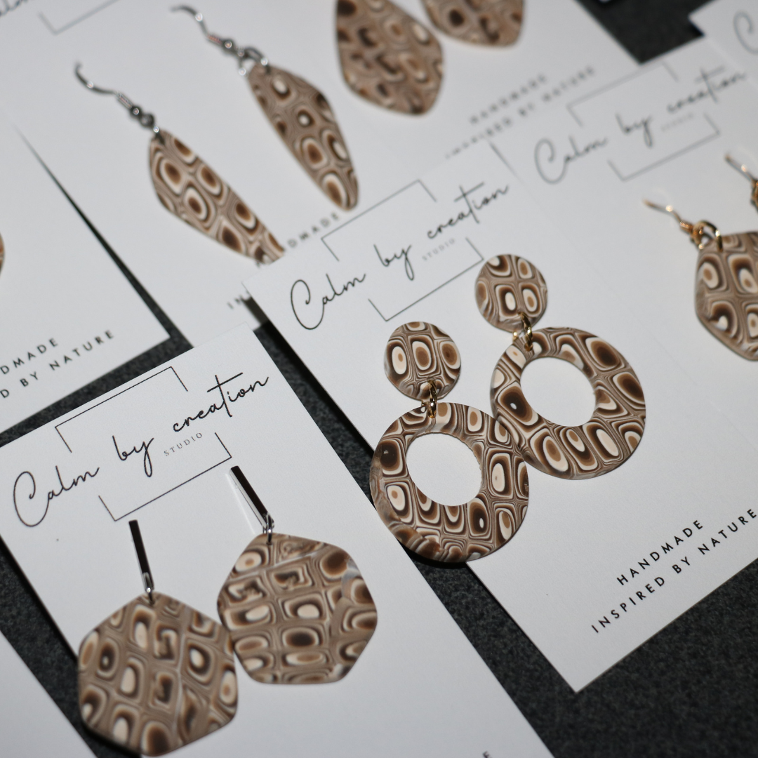 MAGICAL MOSAIC | Brown, hazelnut and cream tones Earrings