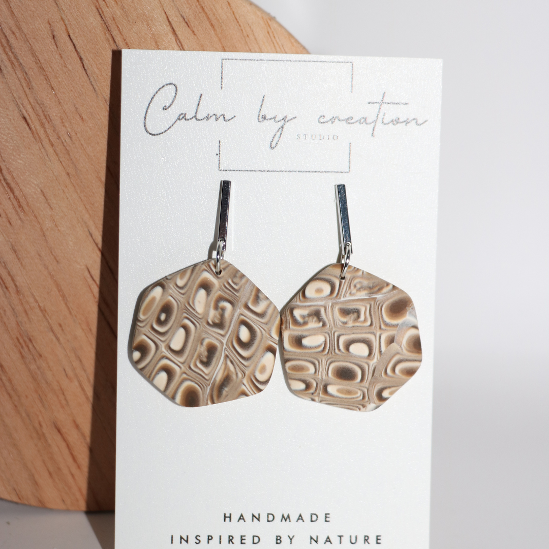 MAGICAL MOSAIC | Brown, hazelnut and cream tones Earrings