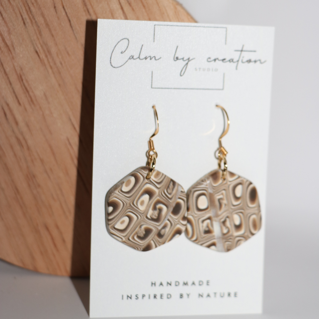 MAGICAL MOSAIC | Brown, hazelnut and cream tones Earrings
