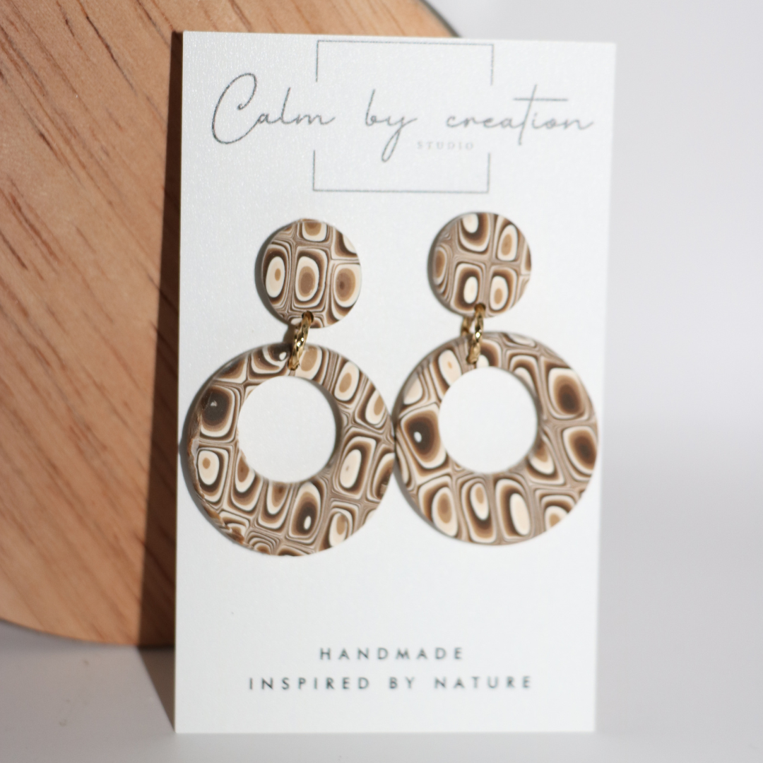 MAGICAL MOSAIC | Brown, hazelnut and cream tones Earrings