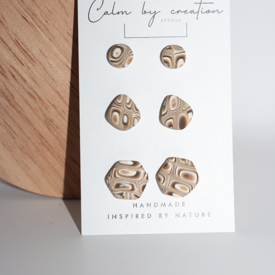 MAGICAL MOSAIC | Brown, hazelnut and cream tones Earrings