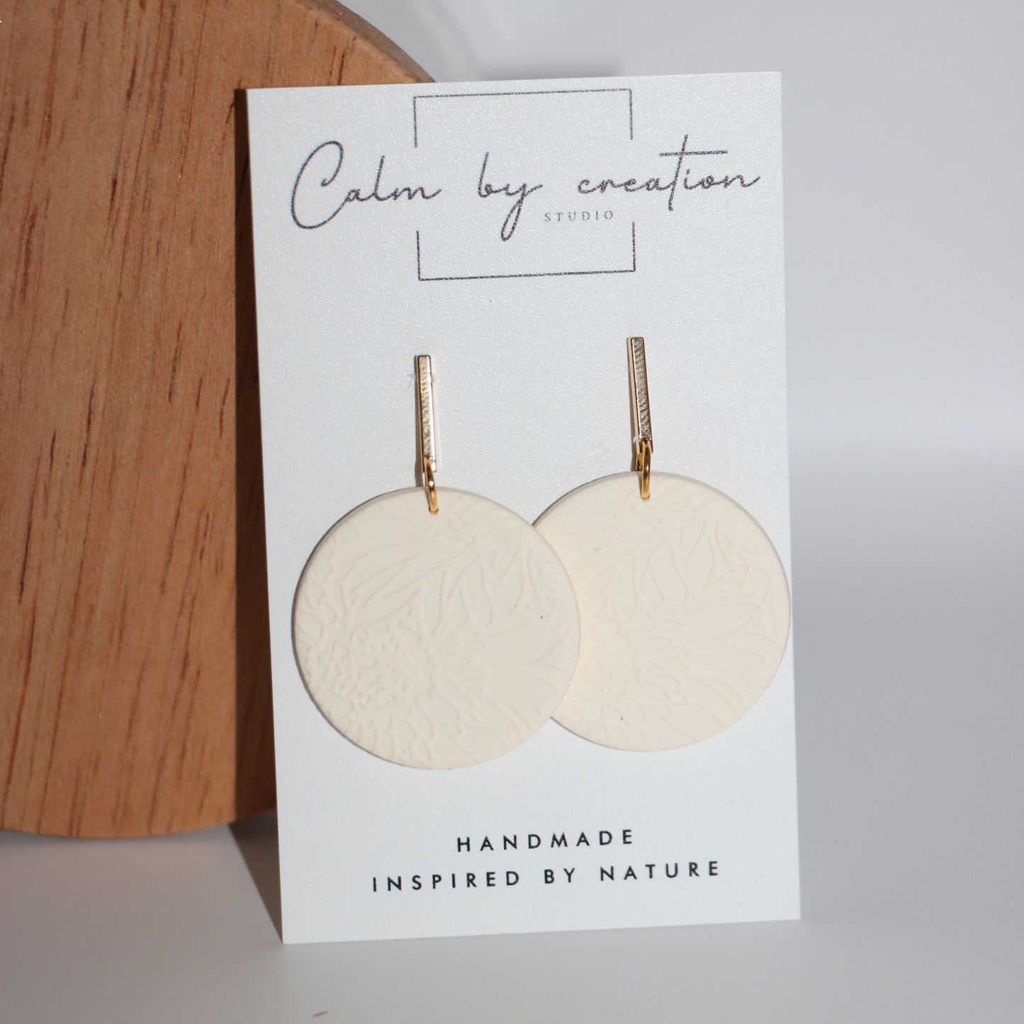 RADIANCE | Rectangle Stud with Large Round Statement Earrings in Cream