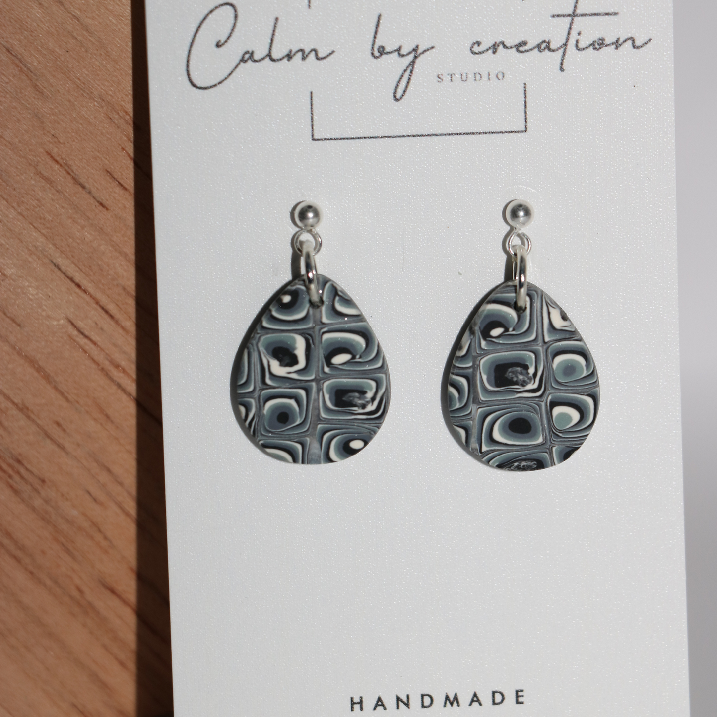 MAGICAL MOSAIC | Grey, cream and pale green tones Earrings