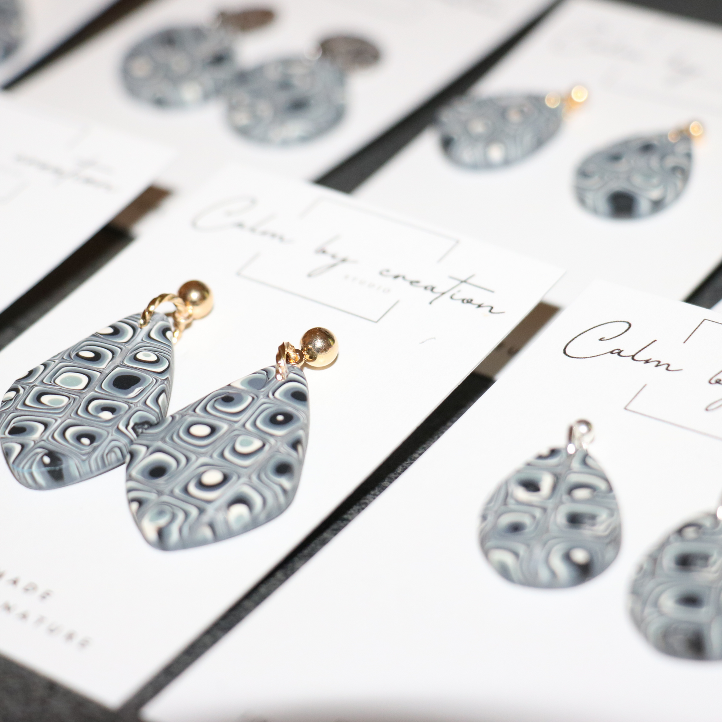 MAGICAL MOSAIC | Grey, cream and pale green tones Earrings