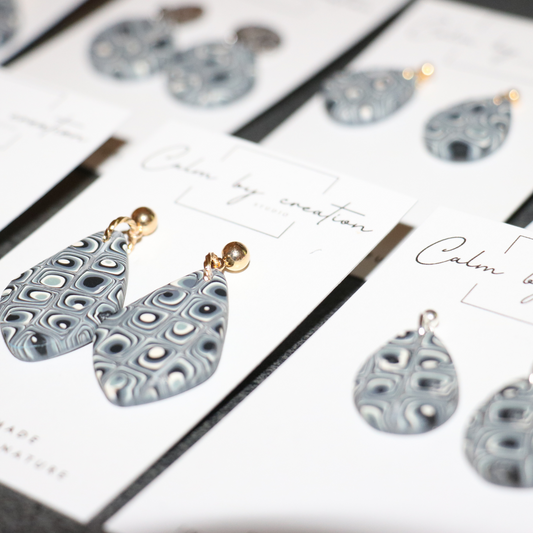 MAGICAL MOSAIC | Grey, cream and pale green tones Earrings