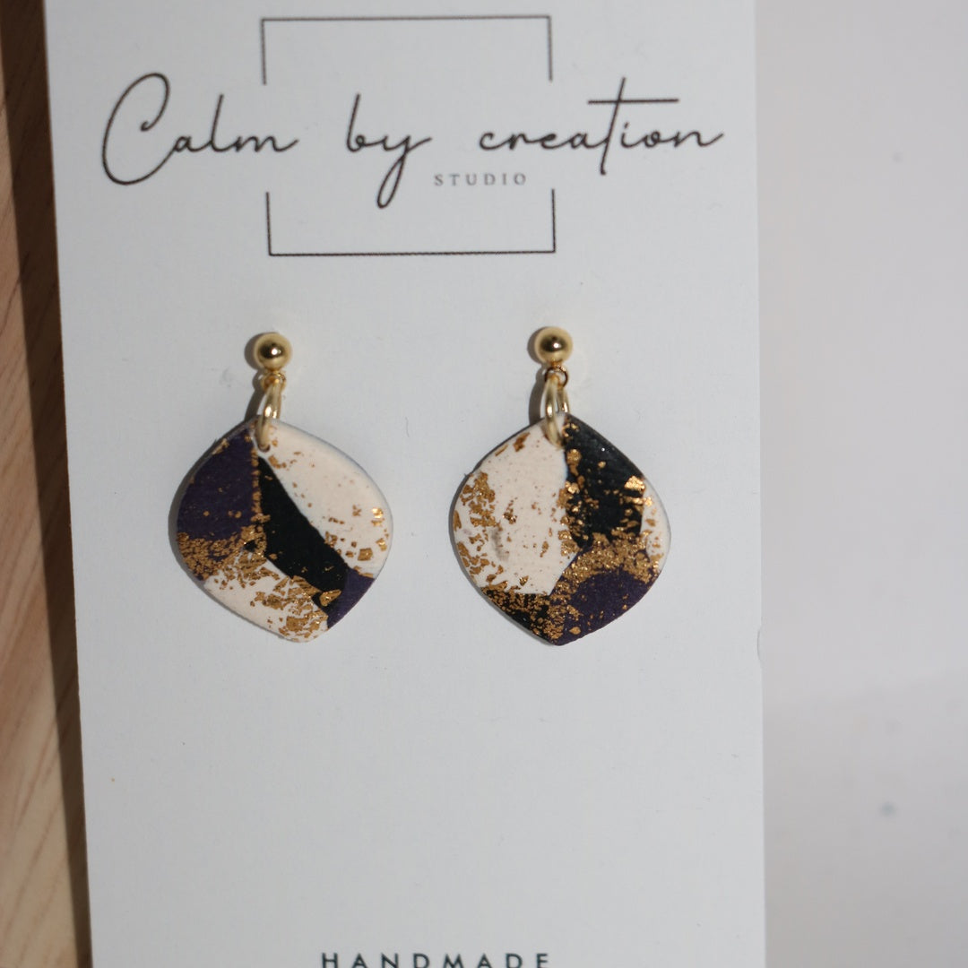 Amethyst bold plum soft diamond dangle polymer clay earrings handmade in Australia