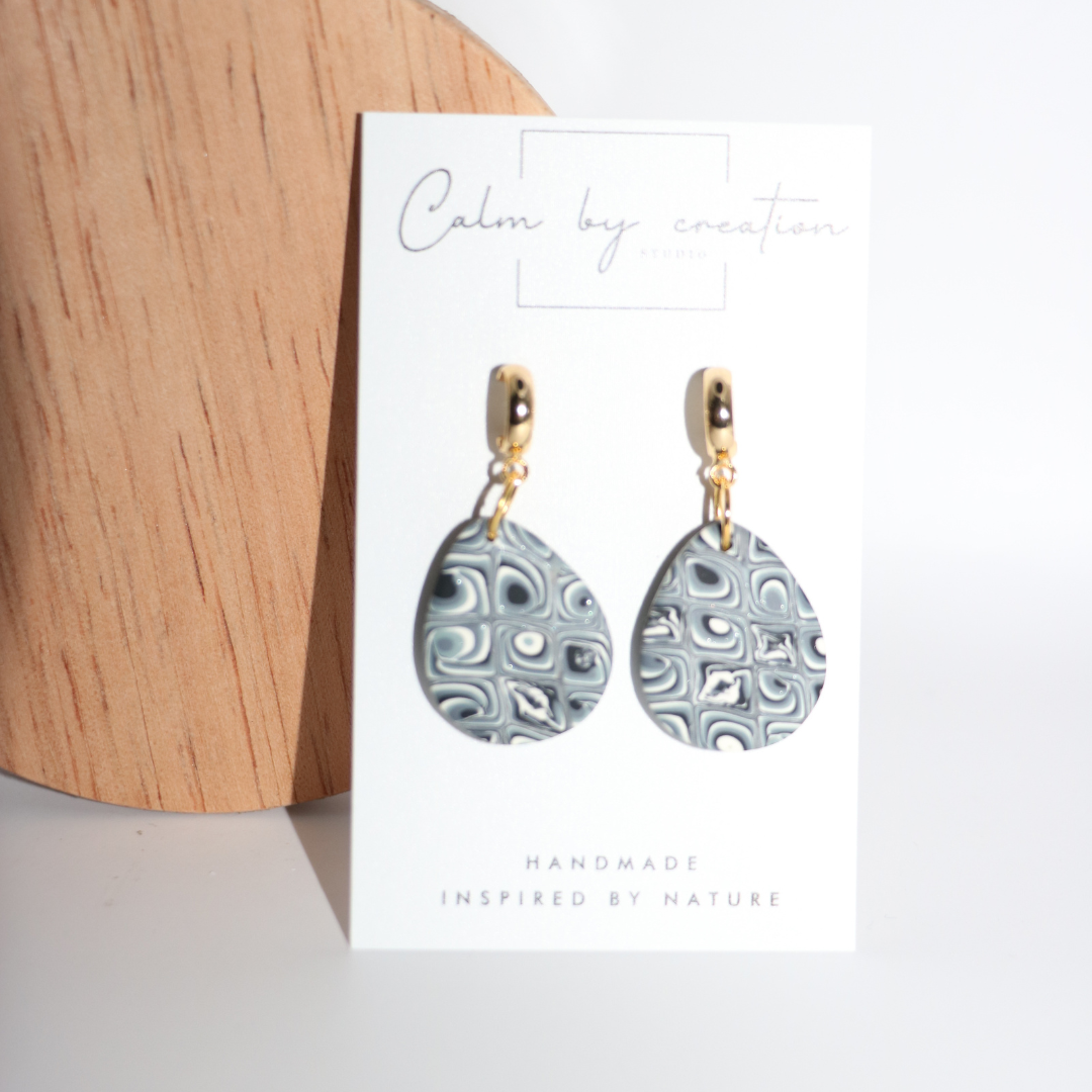 MAGICAL MOSAIC | Grey, cream and pale green tones Earrings